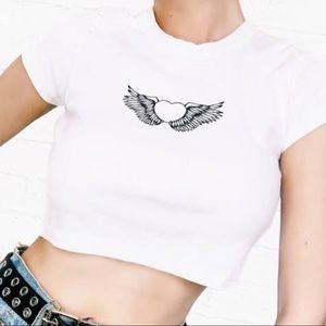 Brandy Melville John Galt Flying Heart Tee Shirt